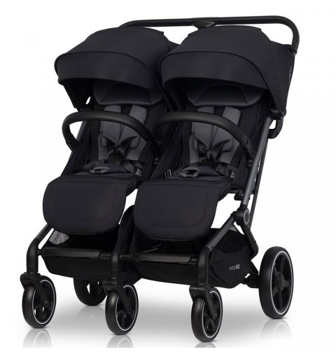 Euro Cart Echo - lekki wózek spacerowy bliźniaczy | Ebony Black